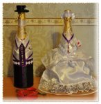 украшение лентами бутылки шампанского +на свадьбу